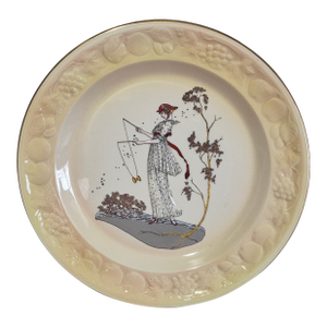 Vintage Royal Worcester Palissy Majolica Figural "Jane" Plate