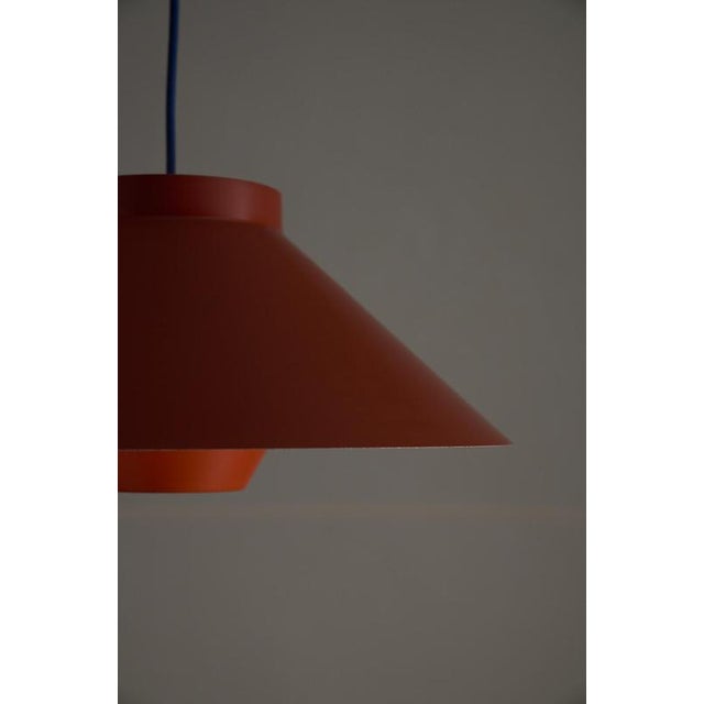 Metal Stone Red Conical Pendant with Anti-Glare System, 1970s For Sale - Image 7 of 10