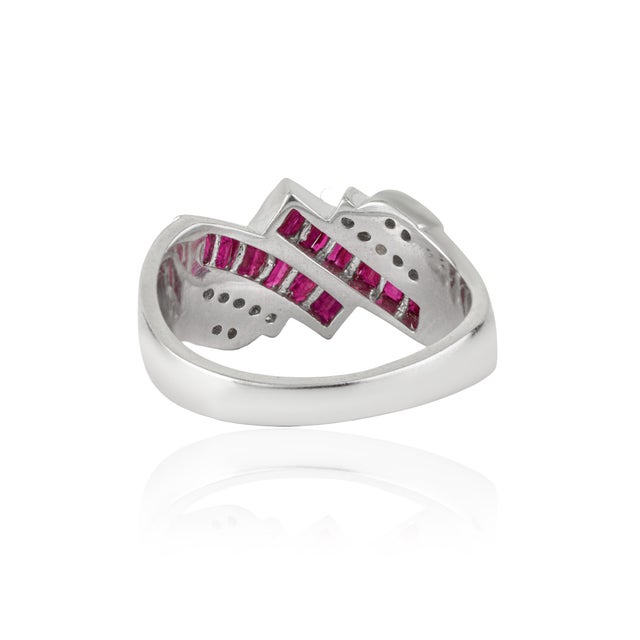 Not Yet Made - Made To Order Art Deco Style Baguette Ruby & Diamond Statement Ring in 925 Silver Size 8 For Sale - Image 5 of 15