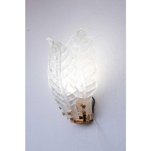 Set of 4 Florence Murano Wall Light Transparent Leaves, 1970 For Sale - Image 13 of 13
