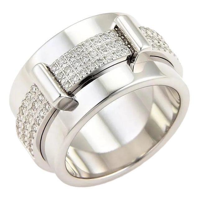 Asprey Keria Diamond Spinning Ring in 18k White Gold - Size 7 For Sale
