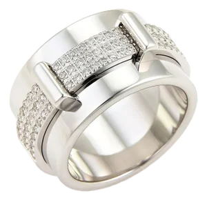 Asprey Keria Diamond Spinning Ring in 18k White Gold - Size 7