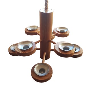 Mid-Century Modern Scandinavian Hanging Candleholder in Pine For Sale