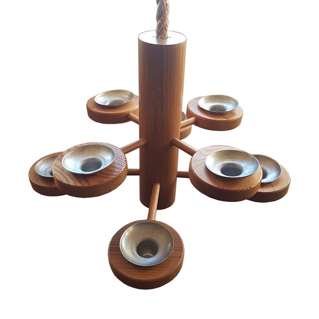 Mid-Century Modern Scandinavian Hanging Candleholder in Pine For Sale