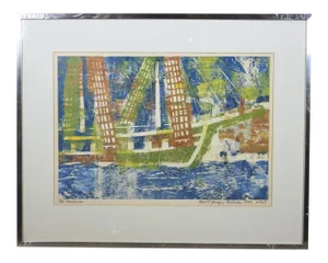 Paul Sprohge "Mooring" Impressionist Seascape Lithograph Edition 2 of 4 1973