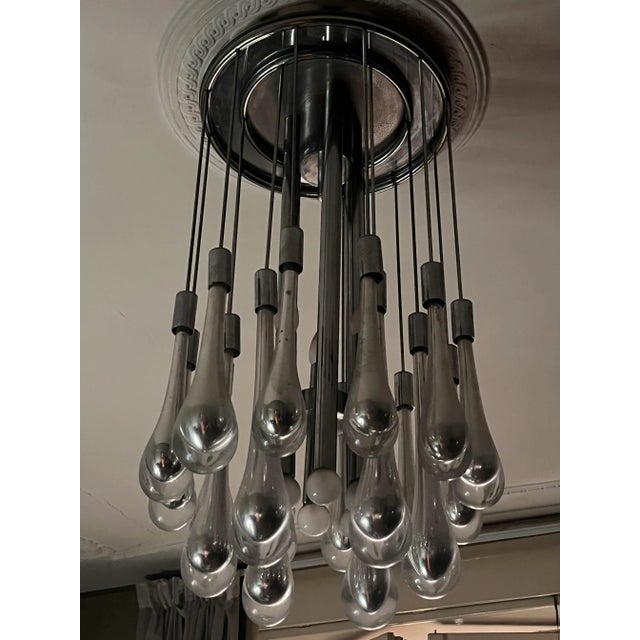 1970s Vintage Chandelier in Chrome Steel and Murano Glass from Venini, 1970s For Sale - Image 5 of 17