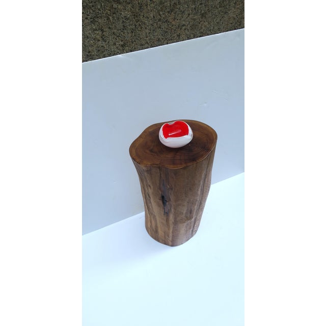 Pedestal Side Drinks Table, Natural Wood Trunk, Organic Modern Style For Sale - Image 11 of 16