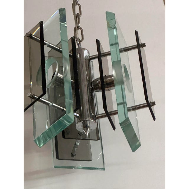 1970s Vintage Italian Pendant With Clear & Smoky Murano Glass, C. 1970's For Sale - Image 5 of 5