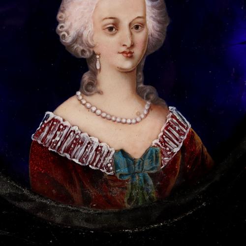 Portrait of a Noblewoman, Limoges Enamels, Framed For Sale - Image 5 of 9