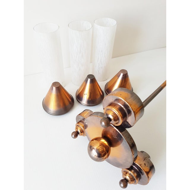 Art Deco Copper and Glass Ceiling Light, 1930s-1940s For Sale - Image 4 of 6