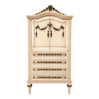 1920s French Provincial Louis XV Style Hand-Painted Jewelry Armoire/Lingerie Chest For Sale