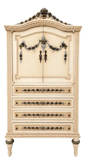 1920s French Provincial Louis XV Style Hand-Painted Jewelry Armoire/Lingerie Chest