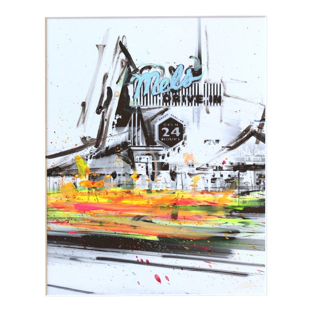 Mel's Reverse 3 - Original Los Angeles Landmark Acrylic on Photograph Painting by Pete Kasprzak For Sale