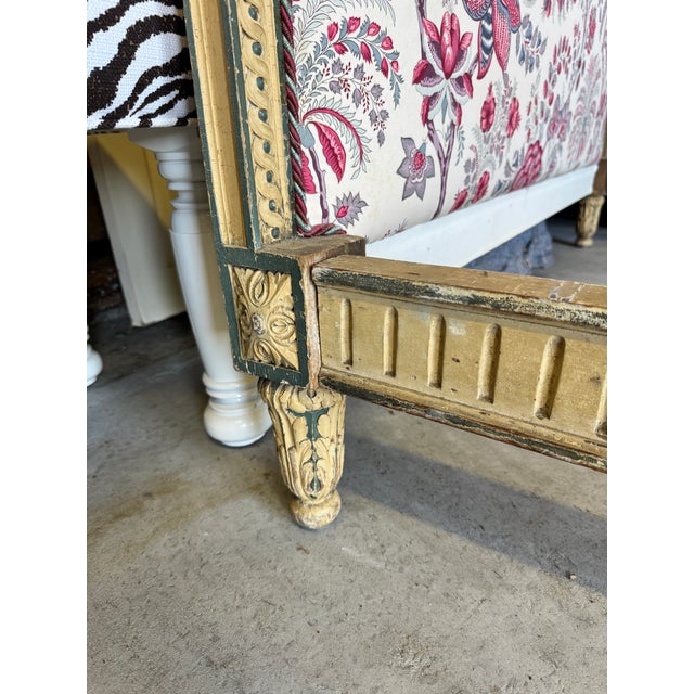 Red 19th Century French Louis XVI Style Carved and Painted Full Bed Frame For Sale - Image 8 of 13