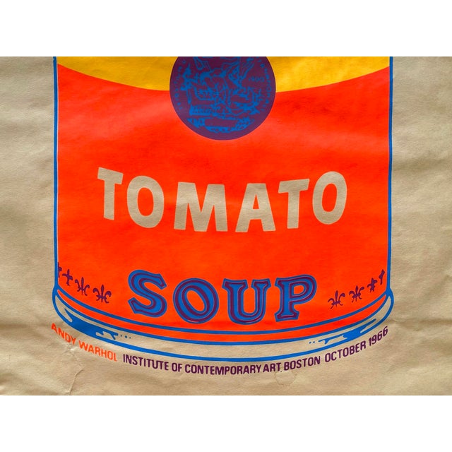 Andy Warhol Vintage 1966 Mid Century Modern " Campbell's Tomato Soup Can " Silkscreen Print Framed Pop Art Exhibition Shopping Bag For Sale - Image 10 of 18