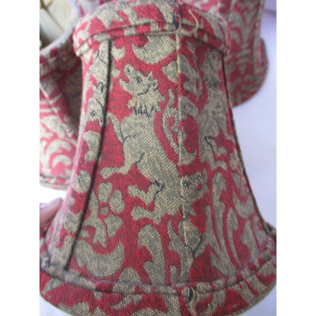 Vintage 1990s Red & Gold With Lion Design Chandelier Lamp Shades - Set of 4 For Sale - Image 9 of 10