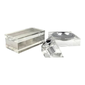 3 Piece Set Hollywood Regency Lucite Smoking Set, Guzzini Italy 1970