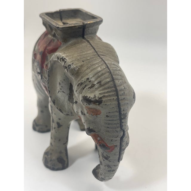 Vintage Cast Iron Circus Elephant Bank For Sale - Image 4 of 12