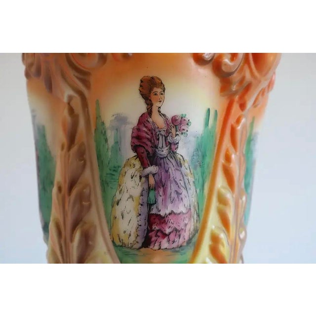 Antique French Renaissance Hand Painted Opaline Victorian Pendant Light, 1910 For Sale - Image 9 of 15