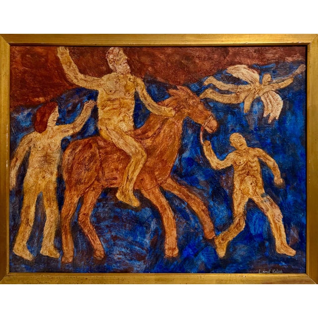 Lionel Kalish, Surrealist Oil Painting Circus Horse Scene Lionel Kalish Fantasy Scene New York, 1961 For Sale