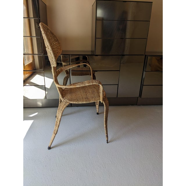 Mid-Century Modern 1960s Tropi-Cal Attributed to Danny Ho Fong Garden Patio Wicker Chair For Sale - Image 3 of 7