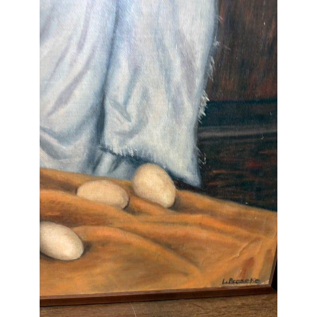 Vintage Mid Century Signed Still Life Oil Painting With Black Teapot & Eggs For Sale In Miami - Image 6 of 15