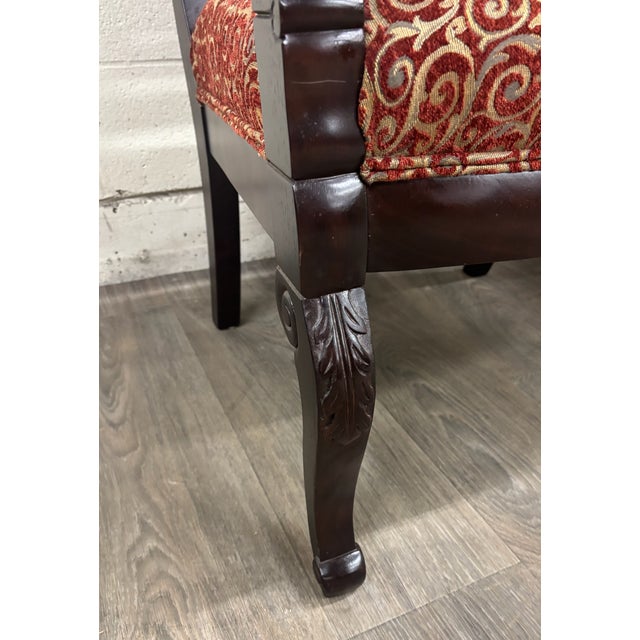 Red Vintage Flexsteel French Empire Style Armchairs - Pair For Sale - Image 8 of 13