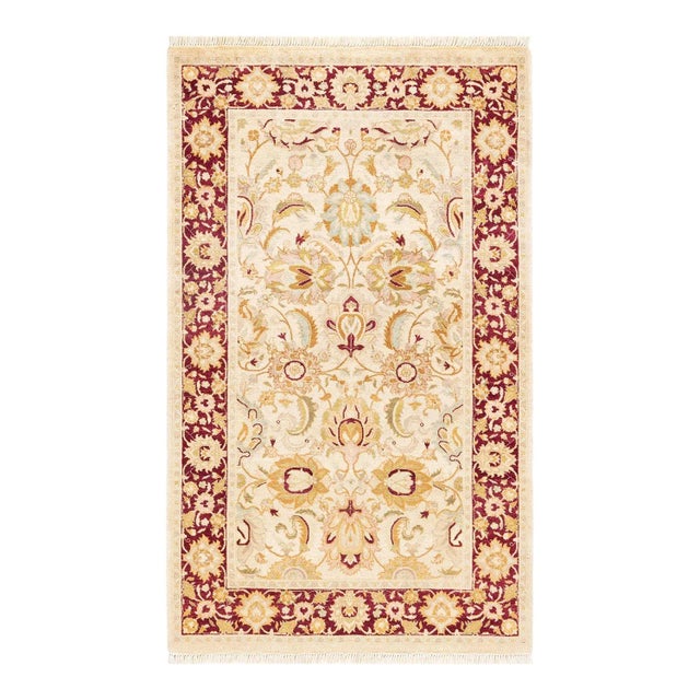 Ivory Mogul, One-of-a-Kind Hand-Knotted Area Rug in Ivory, 3' 2" x 5' 2" For Sale - Image 8 of 8