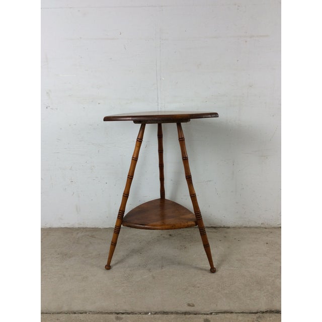Mid Century Accent Table With Turned Wood Bamboo Style Legs For Sale - Image 4 of 18