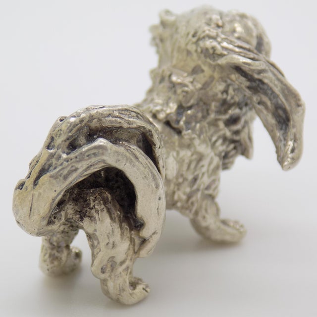Metal Vintage Italian Handmade Genuine Silver 1950s Pekingese Dog Figurine Miniature For Sale - Image 7 of 11