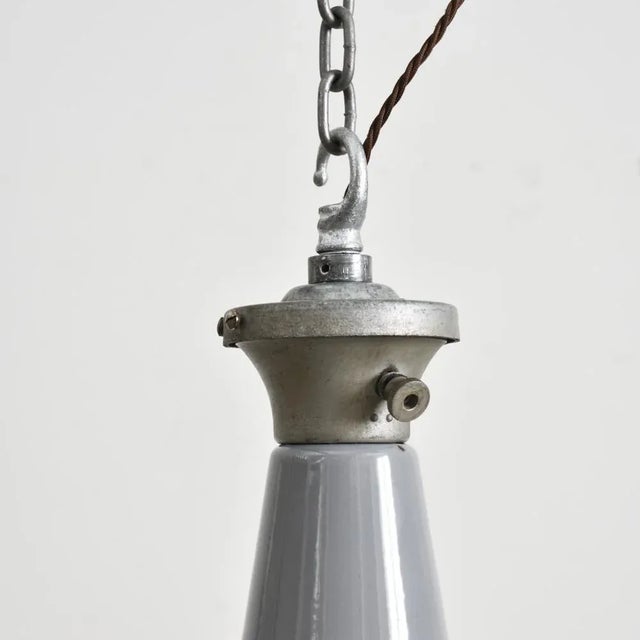1950s Industrial Grey Dome Pendant Light by Benjamin Crysteel, 1950s For Sale - Image 5 of 6