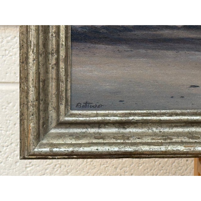 Beach Seascape Painting of the Devon Coastline at Sunrise on South Coast of England 1990 Circa For Sale - Image 12 of 14