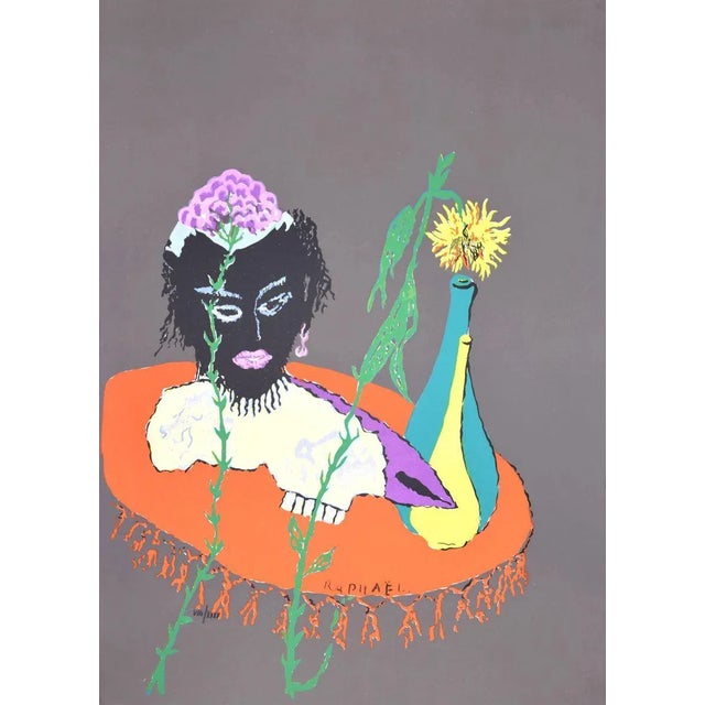 Colored Still Life is an original mixed colored lithograph realized by Antonietta Raphaël Mafai, in the second half of XX...