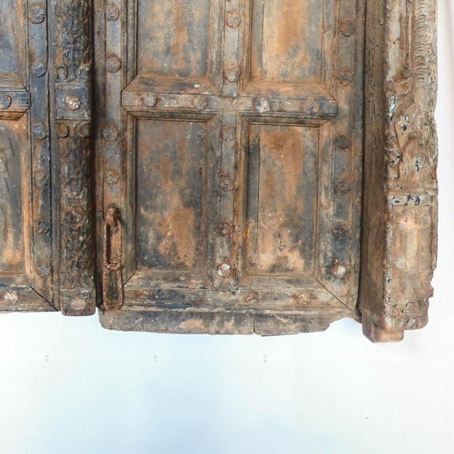 Antique Early 19th Century Traditional Afghan Teak Doors, Set of 2 For Sale - Image 6 of 14