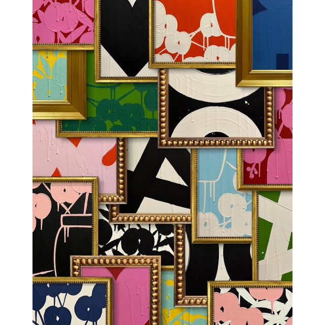 Ron Giusti Ron Giusti Mini Abstract Blush Black Acrylic Painting For Sale - Image 4 of 5