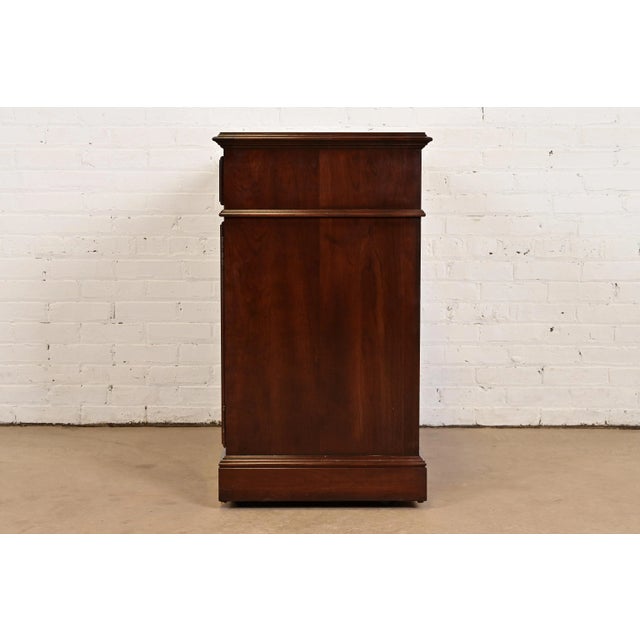 Ethan Allen Georgian Solid Cherry Wood Flip Top Buffet Server or Bar Cabinet For Sale - Image 11 of 13