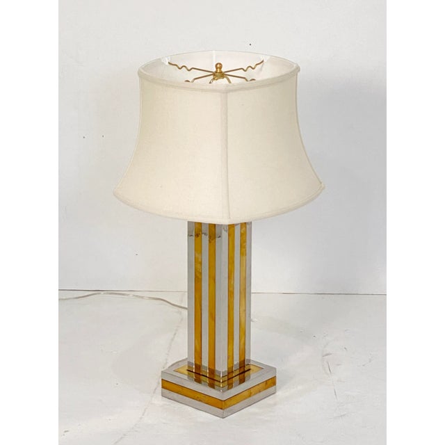 Italian Italian Modern Table Lamp of Chrome and Brass by Romeo Rega For Sale - Image 3 of 12