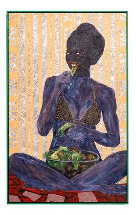 Collin Sekajugo, Stock Image 012, Smiling Girl Eating Salad, LITO Print