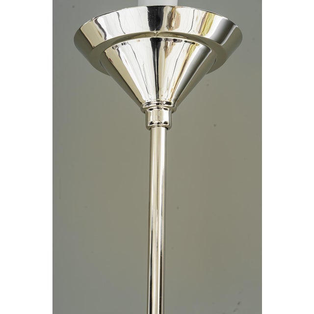 Metal Art Deco Nickel-Plated Pendant with Glass Shade, Vienna, 1920s For Sale - Image 7 of 17