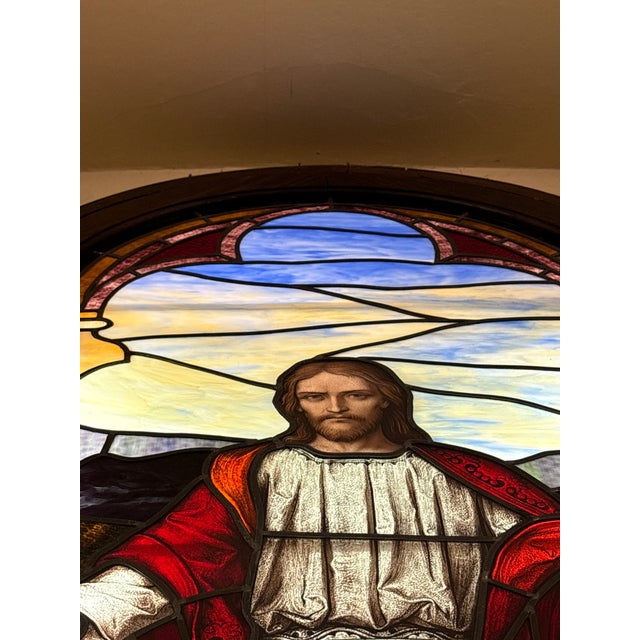 Christ the Consoler Stained Glass Window For Sale - Image 10 of 16