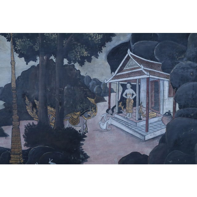 Sky Blue Large Antique Indian Mughal Painting With Gilt Frame For Sale - Image 8 of 11