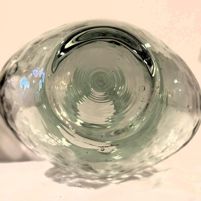 Vintage Statement Hand-Blown Recycled Glass Dimpled Vessels Spain - Pair (14.25" / 11.5") For Sale - Image 9 of 18