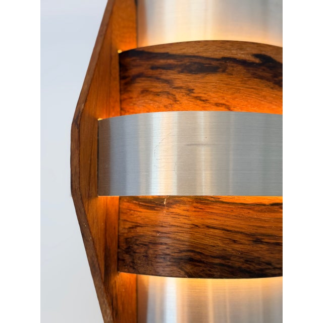 Wood Walnut Veneer and Aluminium Pendant Lamp by Hans-Agne Jakobsson, Sweden, 1960s For Sale - Image 7 of 18