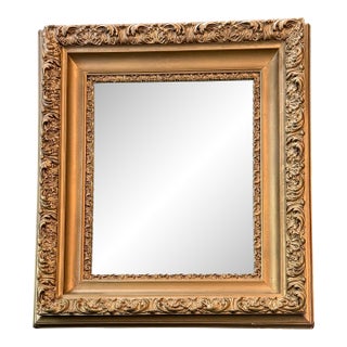 Antique Gilded Wood Mirror-32x26-Rococo Gold Ornate-Wall-Baroque-Vintage-French For Sale