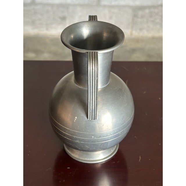 1930s Swedish Pewter Handled Vase by Svenskt Tenn Handarbete For Sale In Philadelphia - Image 6 of 7