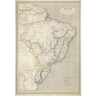 Antique Map of of Brazil and Paraguay and Uruguay, 1837 For Sale
