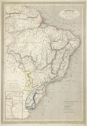Antique Map of of Brazil and Paraguay and Uruguay, 1837