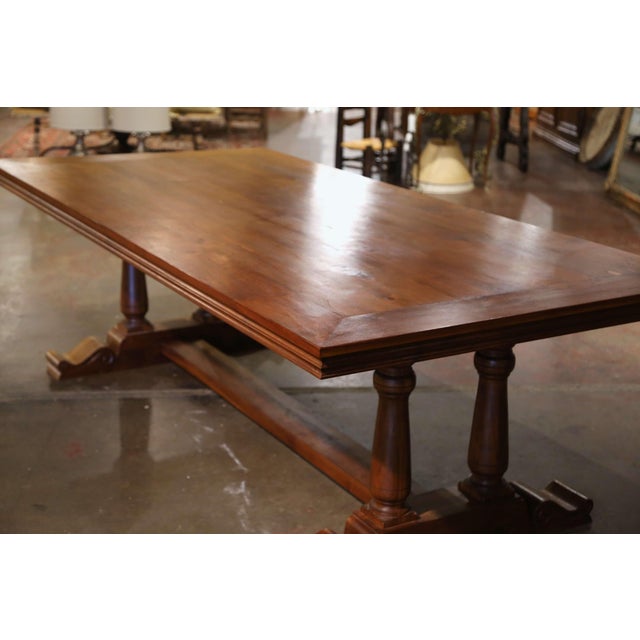 French Louis XIII Style Carved Walnut Monastery Refectory Trestle Table For Sale In Dallas - Image 6 of 6