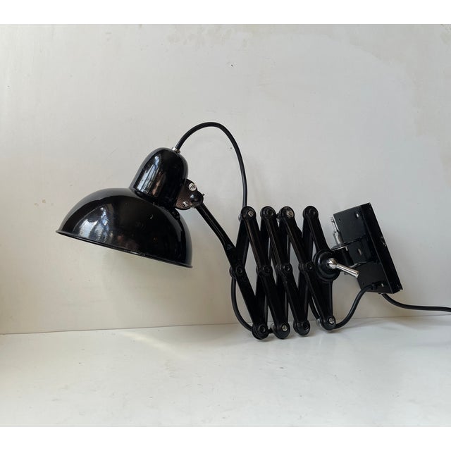 Bauhaus Black Articulated Scissor Wall Lamp, 1950s For Sale - Image 9 of 12