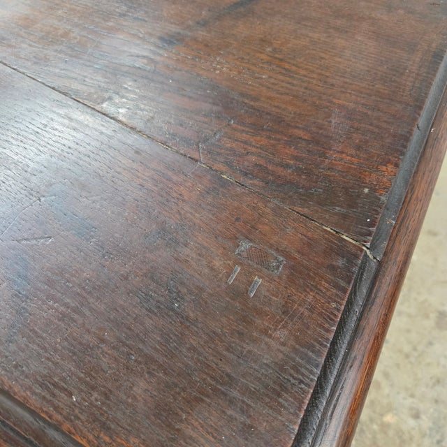 Brown Oak Antique Jacobean Style Walnut Buffet With Ornate Carved Legs, Drawers, & Open Shelving For Sale - Image 8 of 18